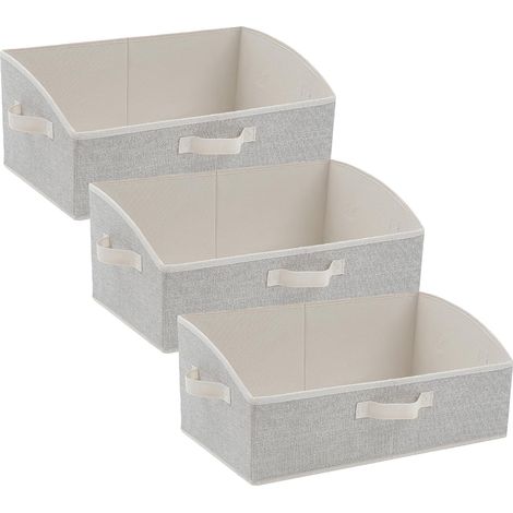 Panier Rangement Tissu, 3 Pieces Boite Rangement Tissu 50x28,5x20cm Cube de Rangement Pliable Ouvert avec Poignees pour Vetements Jouets Livres Armoire Panier Rangement Tissu Maison Bureau (1/5)