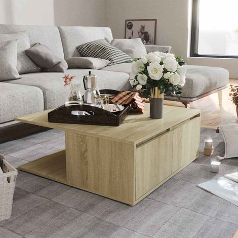 vidaXL Table basse chêne sonoma 80x80x31 cm bois d'ingénierie (1/5)