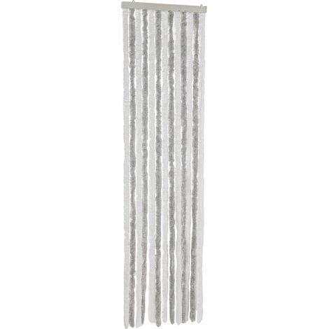 Rideau anti-mouches gris clair et blanc 56x200 cm chenille (1/5)