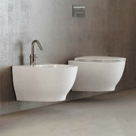 Sanitari sospesi Moon Rak Ceramics: WC, Bidet, Copriwater Bianco (1/3)