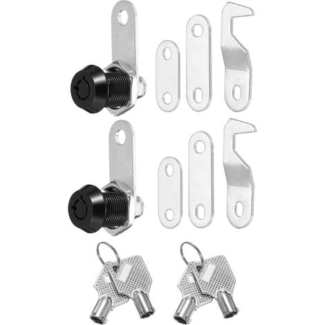 2 paquets Verrous de placard 5/8 pouce noirs avec clés argentées (1/5)