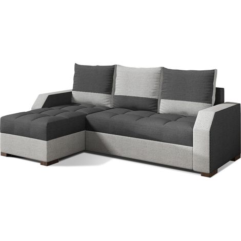 Canapé convertible angle réversible design tissu gris clair et gris foncé Zarky 250cm (1/5)