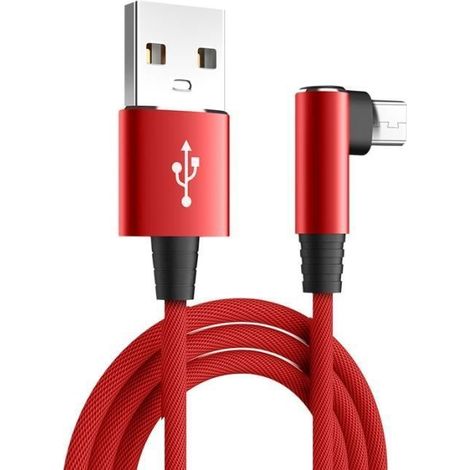 Taille 0.25m - Micro câble USB coudé à 90 degrés, Câble de charge rapide pour téléphone portable Samsung LG X - rouge ENEVAOCT (1/4)