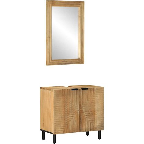 vidaXL Set Mobili da Bagno 2pz Marrone in Legno Massello di Mango (1/5)