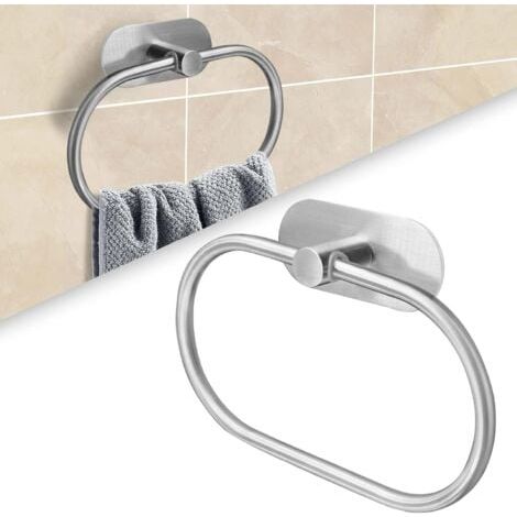 Anneau porte-serviette autocollant en acier inoxydable antirouille pour salle de bain sans perçage (1/5)