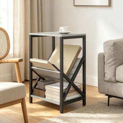 Table d'appoint étroite 3 niveaux 40x30x61 cm, organiseur en V, cadre acier, pour canapé, salon & chambre (1/5)