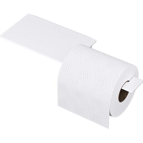 doporro Portarrollos de Papel Higiénico  con Estante en Acero Inoxidable 304, Adhesivo y Fijación con Tornillos, Anticorrosión y Antióxido, Blanco Mate, Lino-01 (1/5)