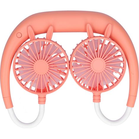 Ventilateur de cou rechargeable par USB, ventilateur électrique portable pour les voyages, le bureau et la salle de sport, orange (1/5)