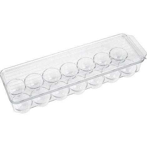 Dailygoods Eierhalter für den Kühlschrank Eierbox Eieraufbewahrungsbox mit Deckel und Griff transparente Eierbox aus Kunststoff für bis zu 14 14 (1/5)