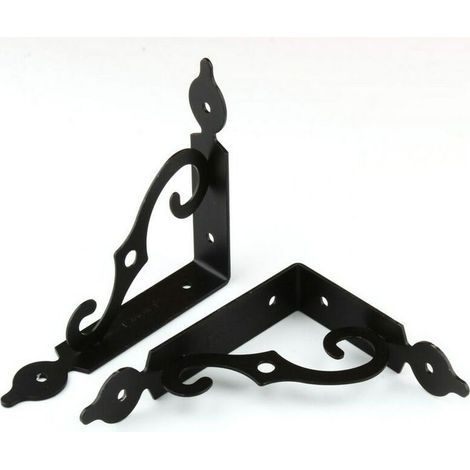 MINKUROW L-förmige Wandregalhalterung aus Eisen Dreieckige Regalhalterung 140 x 110 mm Halterung und Befestigung für Carport 4 Stück (schwarz) (1/5)