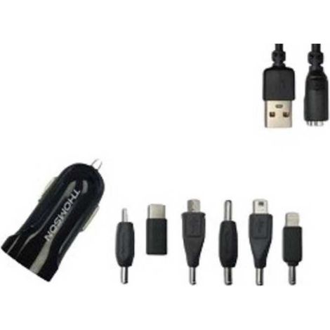 Charger + connector kit - THOMSON - AC charger - 12/24 V - 6 connectors - 2A - 1 m cable