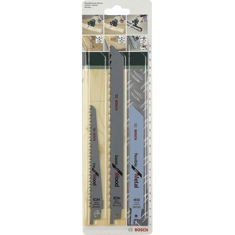 Bosch 2609256715 DIY - Set lame per segaa sciabola S922EF BIM / S644D HCS / S1111K HCS, 3 pezzi