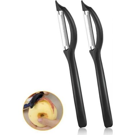 2 Pcs Eplucheur Légumes, Universel Econome Legumes Tranchant Denté Eplucheur Pomme de Terre with Box Éplucheur pour ,yd (1/4)