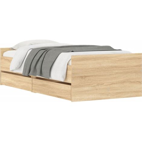 Bed Frame with Drawers without Mattress Sonoma Oak 90x190 cm Single vidaXL