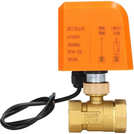 Vanne à bille motorisée 2 voies, 2 fils, normalement ouverte, raccord DN20, 220 V CA (1/4)