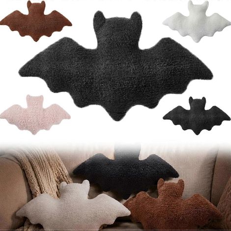 Coussin chauve-souris, décoration d'Halloween pour l'intérieur, housses cadeaux pour adultes, noir Coussins chauve-souris gothiques noirs, coussins en peluche, cadeaux de décoration pour les fêtes (1/5)