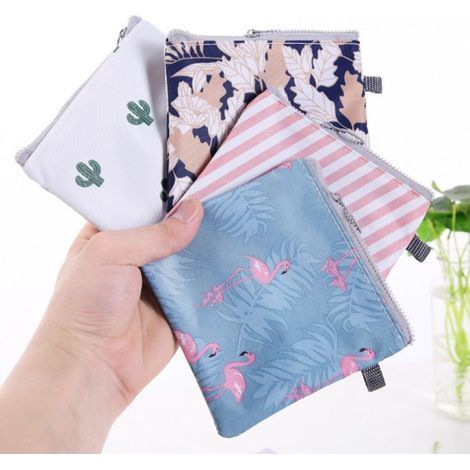 Lot de 4 pochettes de rangement pour serviettes hygiéniques avec fermeture éclair (1/5)