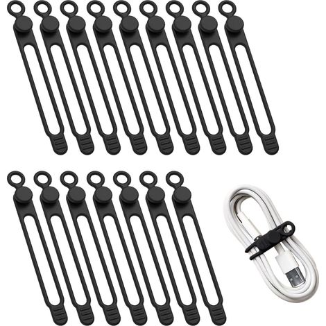 16 Pièces Attaches de Câble en Silicone Réutilisables Organisateur pour la Gestion et L'organisation des Câbles D'écouteurs
