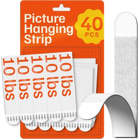 Ultra-Strong Lot de 20 bandes de suspension pour photos avec support adhésif – Parfait pour les mises à niveau Rental Friendly – Bandes murales sans clous (1/4)