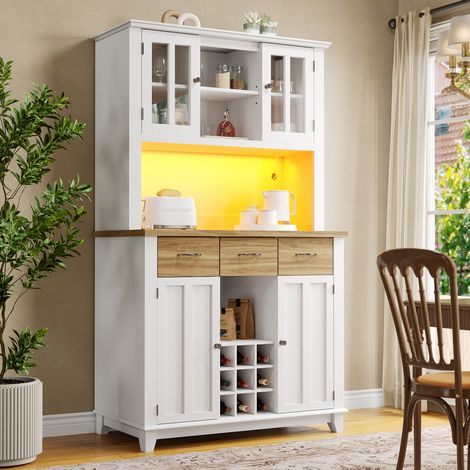 Armoire rangement 106x40x179,5 cm LED blanc HAVRYA (1/5)