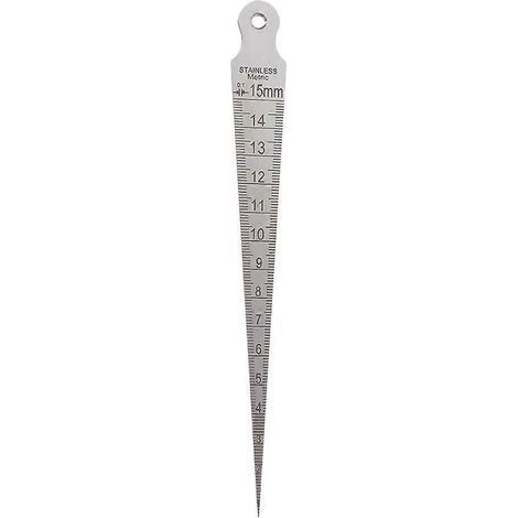 Kegelförmige Schweißnahtprüflehre aus Edelstahl, 0–15 mm (silber, dick, dünn) – 15 x 1,6 cm – Silber (1/4)