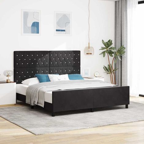 vidaXL Letto a molle con testiera Nero 180 x 200 cm Velluto (1/5)