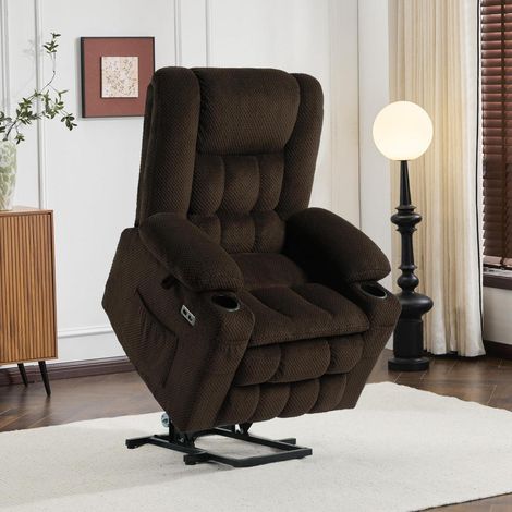 Elektrischer Aufstehsessel mit Massage & Wärme, Relaxsessel für Senioren, Braun (1/5)