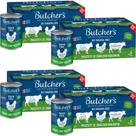 BUTCHER'S Original Mega Pack Mix avec panse de bœuf - nourriture humide pour chien - 24x400g (4x(6x400g))