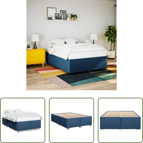 Sommeil -  Cadre de lit sans matelas bleu 140x190 cm tissu (1/5)