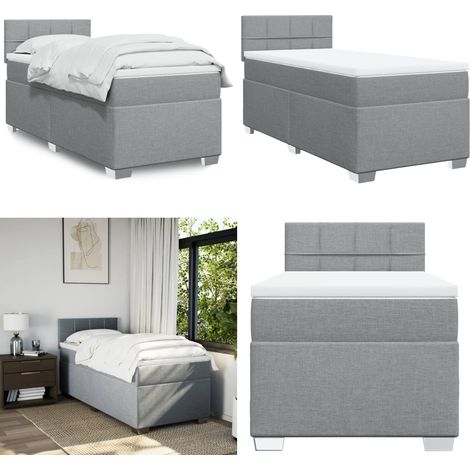 Boxspringbett mit Matratze Hellgrau 100x200 cm Stoff - Boxspringbett - Doppelbett - Bettsofa - Schlafsystem - Polsterbett - Home & Living (1/5)