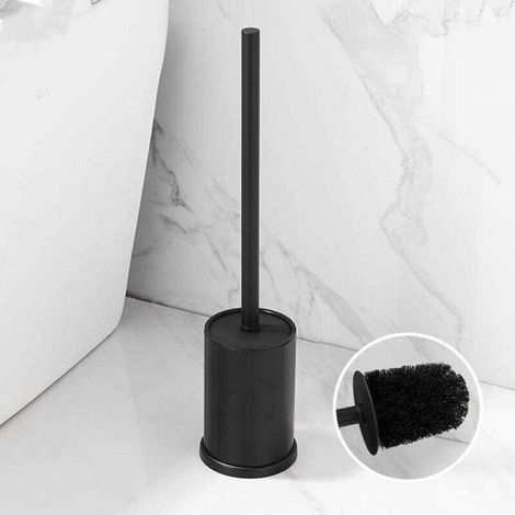 Flexible Toilet Brush With Holder For Bathroom Removable Head Black (1/4)
