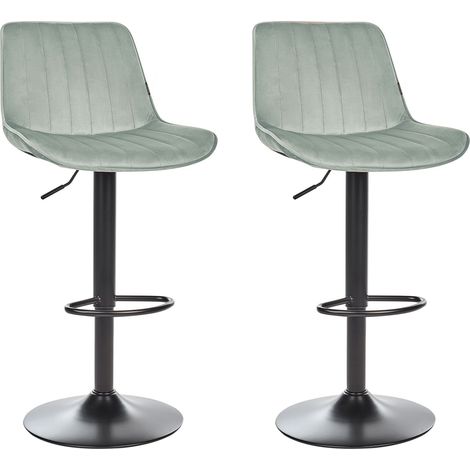 Set of 2 Bar Chairs DUBROVNIK Velvet Swivel Mint Green (1/5)