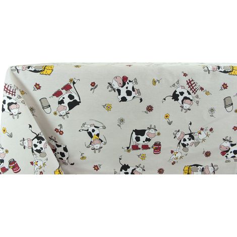 Tovaglia Per Salotto Cucina Tavolo 100% Cotone Made In Italy Mucca RP, misura140x140coloreMucca (1/4)