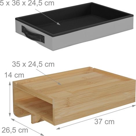 Pratica mensola da letto per camera da letto di adulti o bambini 14 x 37 x 26,5 cm accessori integrati in bambù naturale 130016691