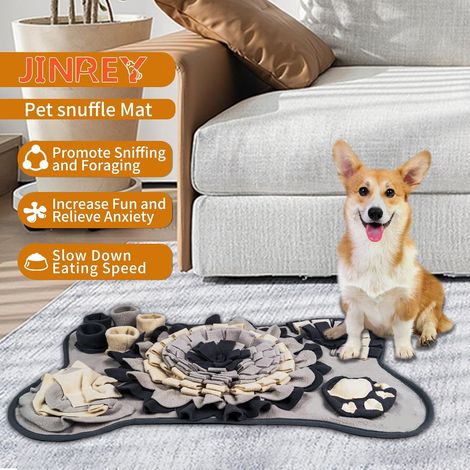Tapis de fouille pour chiens de petite et moyenne taille, tapis de fouille interactif pour chiots, jouet d'intelligence pour l'entraînement olfactif et distributeur de croquettes anti-stress, gris (1/4)