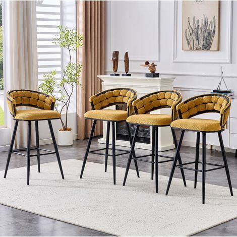 chaise banc tabouret velours jaune noir métal HAVRYA (1/5)