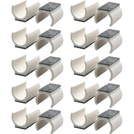 Lot de 20 housses de pieds de chaise en feutre en forme de U pour chaises de salle à manger, chaises de bureau et tabourets de bar pour protéger les sols (blanc) (1/5)