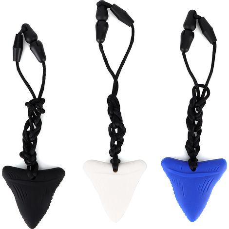 Collier de Mâchouille Silicone Requin 3 Pièces - Noir Blanc Bleu pour Enfants Autistes (1/5)