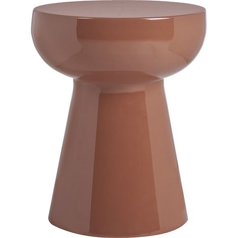 Tavolino da appoggio rotondo in metallo smaltato terracotta D34 cm MOGOU