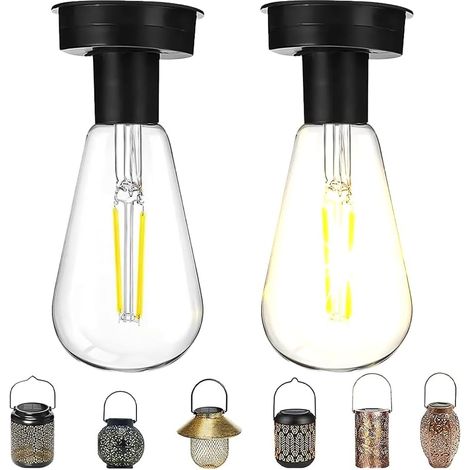 Lampadina solare da esterno, 2 pezzi da 8,5 cm, luce solare da giardino di ricambio, luce solare di ricambio con lampadina LED luminosa, illuminazione solare da esterno fai da te per decorazioni (1/5)