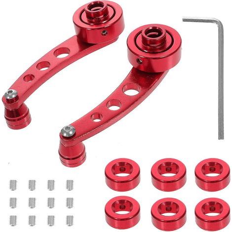 Universal aluminum crank window lift handle set for left and right doors (red) - 11 x 4.3 cm - Red (1/3)