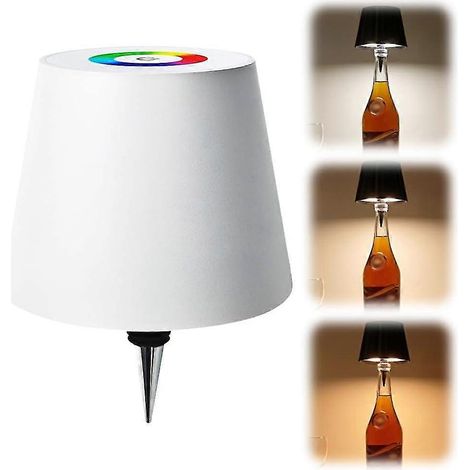 Lampe sans fil pour bouteille de vin, nouvelle lampe LED tactile LED RGB à intensité variable (2024), rechargeable, idéale pour les bars et restaurants. (1/5)