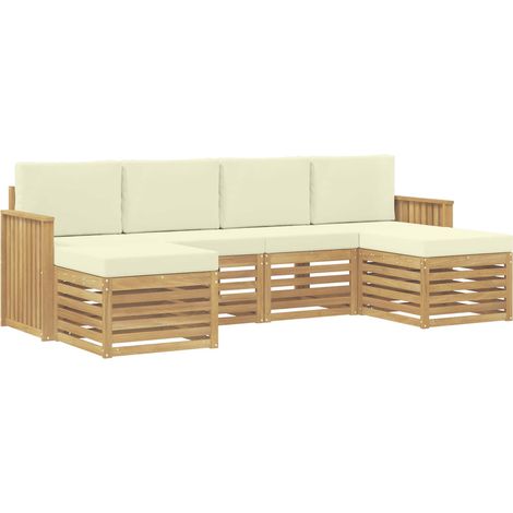 Ensemble de canapés d'extérieur 6 pc Blanc et crème Polyester vidaXL