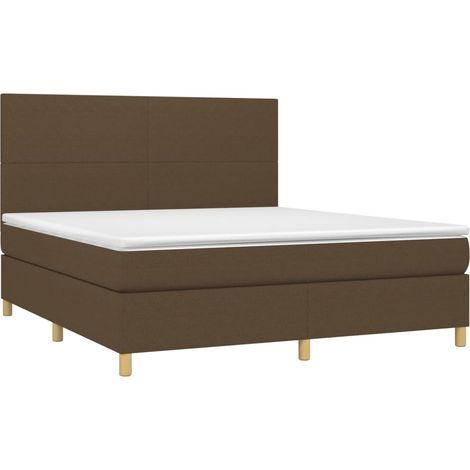 Box Spring Bed with Mattress&LED Dark Brown 180x200 cm Fabric vidaXL (1/4)