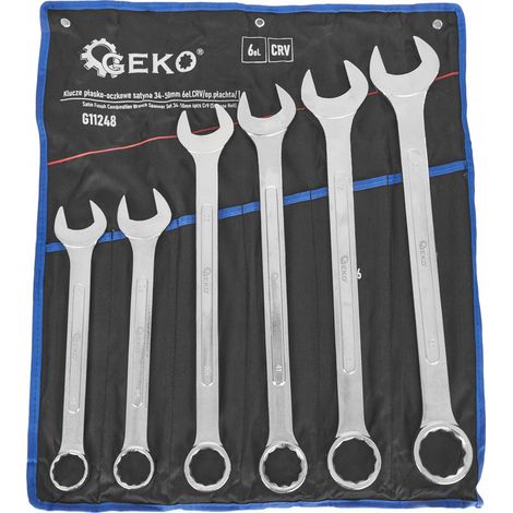 Geko Jeu de clés ajustables gris acier chrome vanadium