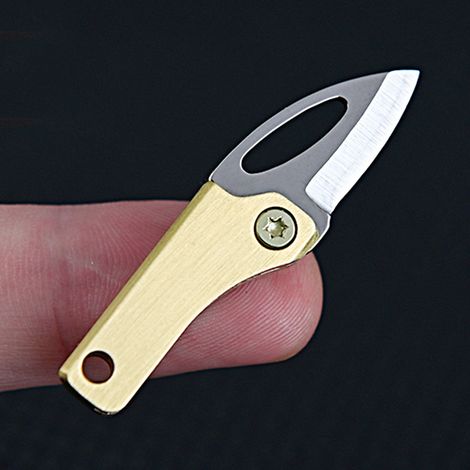 Miniatur-Klappmesser mit Kupfergriff, Klinge aus Edelstahl, magnetischem Taschenanhänger, vielseitig einsetzbar (1/5)