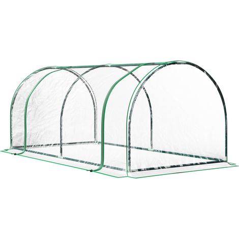 200 x 100 x 80 cm serre de jardin avec porte, mini serre pour semis et culture, bâche transparente et cadre acier (1/5)
