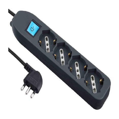 1PZ MULTIPRESA 4PRESE BIPASSO/SCHUKO + INTERRUTTORE NERA FIGURA 8 (1/3)