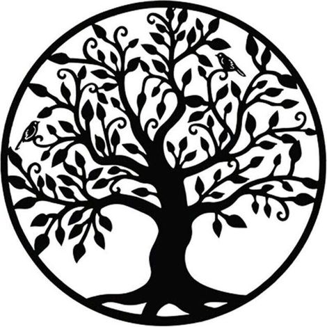 Decorazione murale in metallo, albero della vita, decorazione murale in metallo, l'albero della vita, decorazione albero della vita, 44x46 cm (17" L x 18" A) nero