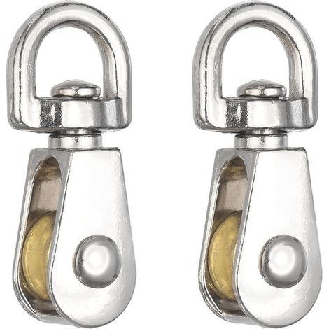 (2 pièces)Poulie simple (charge 500 kg),roue pivotante robuste en alliage de zinc,poulie fixe de levage pour câble métallique,équipement de gym,corde à linge (1/5)